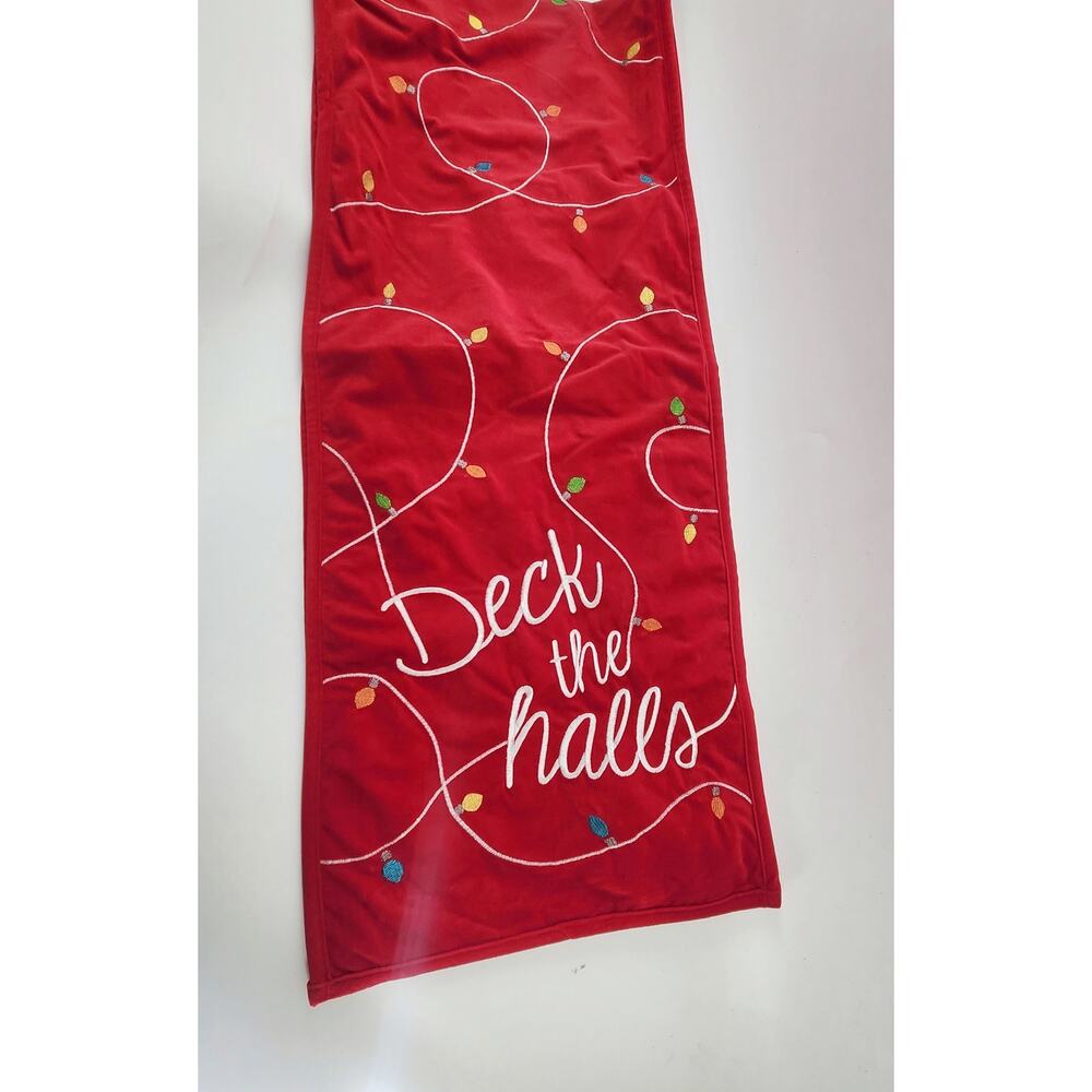 Store House Deck The Halls Red Velvet Table Runner Plays Music Holiday